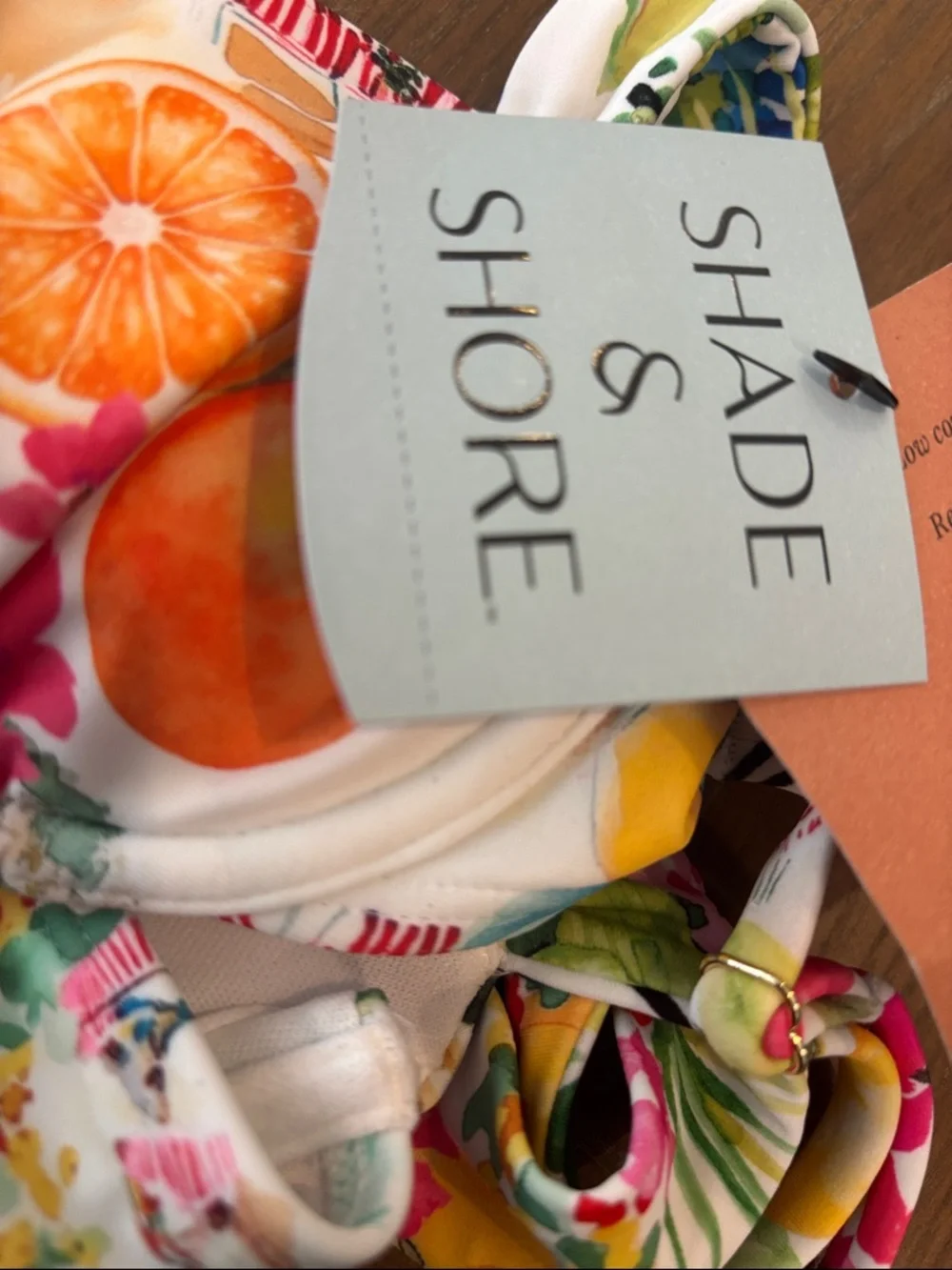 BUNDLE $3/$15  Shade & Shore White Floral Citrus Print Underwire Bikini Top 32B